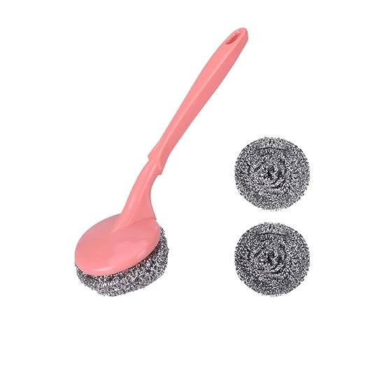 Sunday Steel Scrubber with Handle for Kitchen and Utensil Cleaning