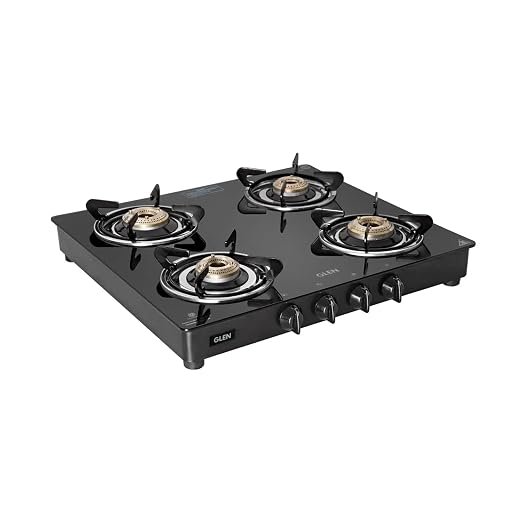 Glen Apex LPG Gas Stove 4 Burner 55 cm | 6mm Thick Toughened Glass Top