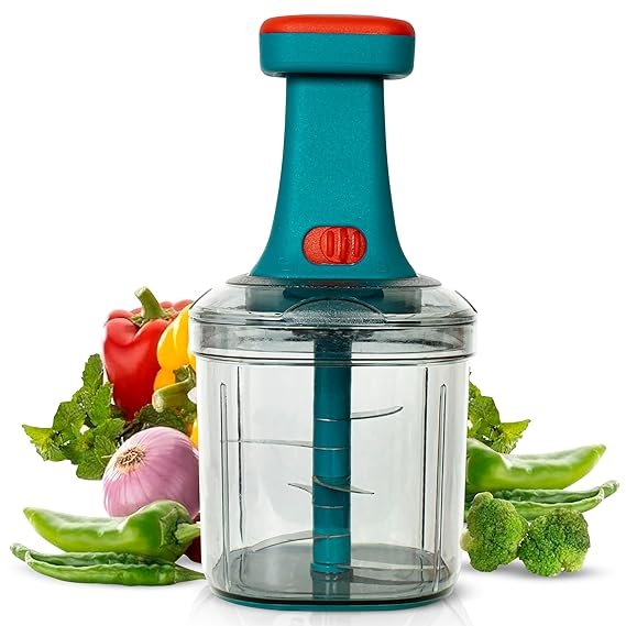 Manual Hand Press Push Chopper with 6 Blades for Effortless Chopping Vegetables &amp;amp; Fruits