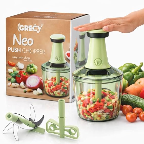 Grecy Neo 900ml Push Manual Vegetable Chopper &amp;amp; Cutter Kitchen Use