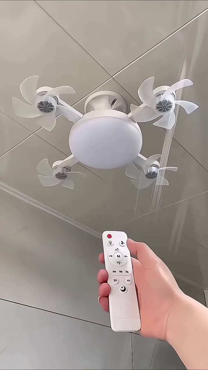 Ceiling Fan Light Remote Control Decor LED Light for Entryway Bedroom Indoor 4 Heads Fan 55cm