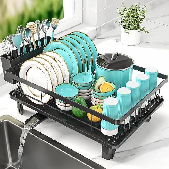 JD FRESH Dish Drying Rack with Drainer Tray