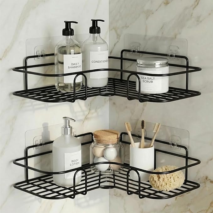 DALUCI Set of 2 Metal Bathroom Corner Shelf Rack