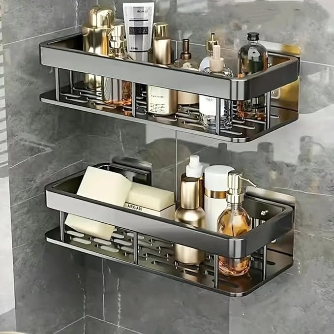 Hallstatt Self Adhesive Bathroom Shelf for Wall Shelf Organizer Wall Mounted Bathroom Shelves Rack Holder Stand for Bathroom Accessories Organiser Without Drill and with Drill