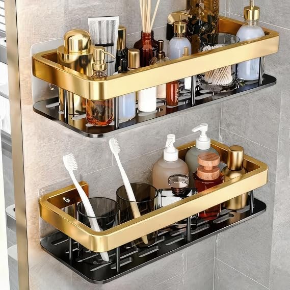 amazon basics 2 Pack Self Adhesive Bathroom Shelf for Wall