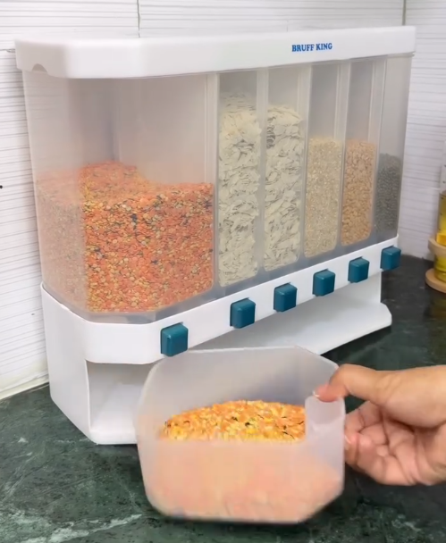 6 Grid Grain Dispenser for Kitchen Storage